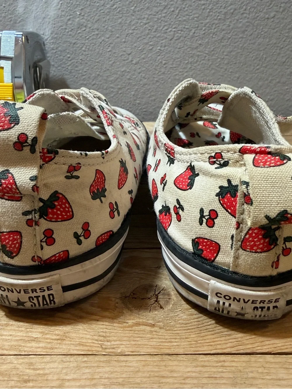 Converse Kids Cream Sneakers with Red Strawberry Print
